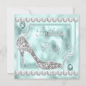 Elegant Diamond Blauwgroen Blauw Verjaardagsfeest Kaart (Voorkant)