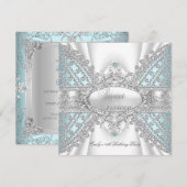 Elegant Diamond Blauwgroen Sweet 16 Zestien Uitnod Kaart (Voorkant / Achterkant)