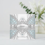 Elegant Diamond Blauwgroen Sweet 16 Zestien Uitnod Kaart (Staand voorkant)