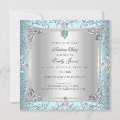 Elegant Diamond Blauwgroen Sweet 16 Zestien Uitnod Kaart (Achterkant)