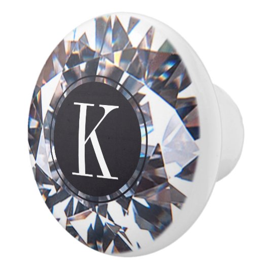 Elegant Diamond Crystal Monogram Keramische Knop (Rechts)