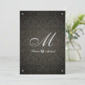 Elegant Diamond Damask Monogram Wedding Invites Kaart (Staand voorkant)