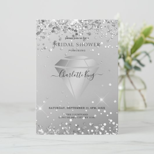 Elegant Diamond Einladung Kaart (Staand voorkant)