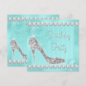 Elegant Diamond en Blauwgroen Blue verjaardagsfees Kaart (Voorkant / Achterkant)