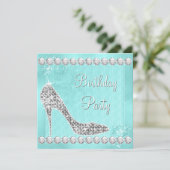 Elegant Diamond en Blauwgroen Blue verjaardagsfees Kaart (Staand voorkant)
