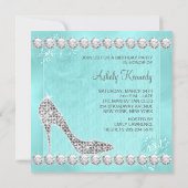 Elegant Diamond en Blauwgroen Blue verjaardagsfees Kaart (Achterkant)