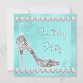 Elegant Diamond en Blauwgroen Blue verjaardagsfees Kaart (Voorkant)