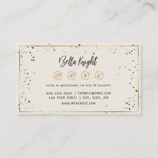Elegant Diamond Faux Gold Foil Company Logo Visitekaartje (Achterkant)