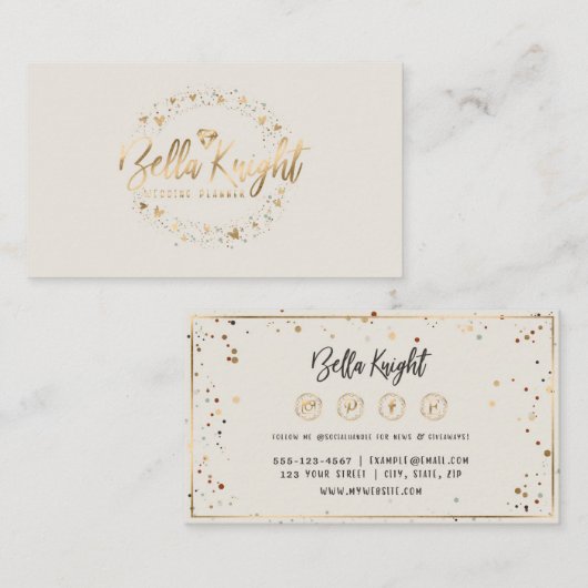 Elegant Diamond Faux Gold Foil Company Logo Visitekaartje (Voorkant / Achterkant)