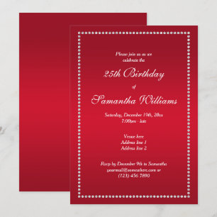 Elegant Diamond Framed Red Birthday Kaart