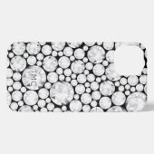 Elegant Diamond Gemstone Grey White Black Tech iPhone Hoesje (Achterkant horizontaal)