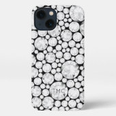 Elegant Diamond Gemstone Grey White Black Tech iPhone Hoesje (Achterkant)