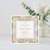 Elegant Diamond Gold White Pearl Birthday Kaart (Staand voorkant)