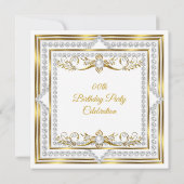 Elegant Diamond Gold White Pearl Birthday Kaart (Achterkant)