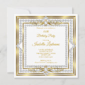 Elegant Diamond Gold White Pearl Birthday Kaart (Voorkant)