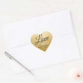 Elegant Diamond Hart LIEFDE Gouden Folie Huwelijks Sticker (Envelop)