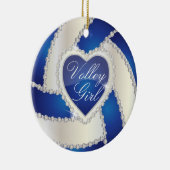 Elegant Diamond Heart Dark Blue Volleyball Keramisch Ornament (Rechts)