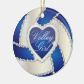 Elegant Diamond Heart Dark Blue Volleyball Keramisch Ornament (Links)
