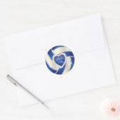 Elegant Diamond Heart Dark Blue Volleyball Ronde Sticker (Envelop)