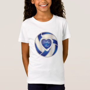 Elegant Diamond Heart Dark Blue Volleyball T-shirt