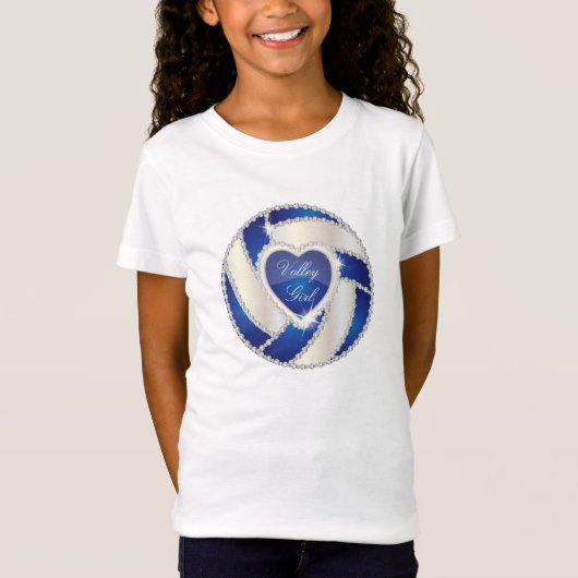 Elegant Diamond Heart Dark Blue Volleyball T-shirt (Voorkant)