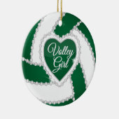 Elegant Diamond Heart Dark Green Volleyball Keramisch Ornament (Rechts)