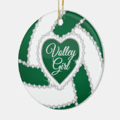 Elegant Diamond Heart Dark Green Volleyball Keramisch Ornament (Links)