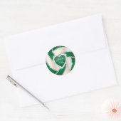 Elegant Diamond Heart Dark Green Volleyball Ronde Sticker (Envelop)