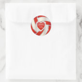 Elegant Diamond Heart Deep Red Volleyball Ronde Sticker (Tas)