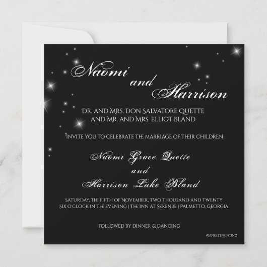 ELEGANT DIAMOND HEART INVITATION KAART (Achterkant)