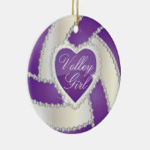Elegant Diamond Heart Paars Volleyball Keramisch Ornament (Rechts)