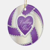 Elegant Diamond Heart Paars Volleyball Keramisch Ornament (Links)