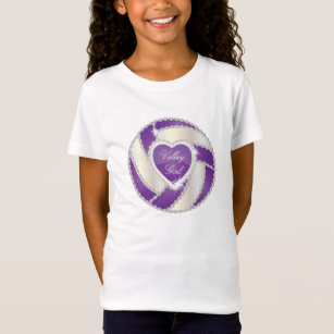 Elegant Diamond Heart Paars Volleyball T-shirt