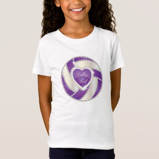 Elegant Diamond Heart Paars Volleyball T-shirt (Voorkant)