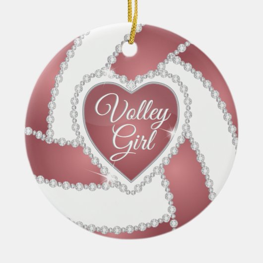 Elegant Diamond Heart Roos Gold Volleyball Keramisch Ornament (Voorkant)