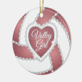 Elegant Diamond Heart Roos Gold Volleyball Keramisch Ornament (Links)
