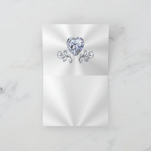Elegant Diamond Heart Weddenschap Hartelijk dank Kaart (Binnen)