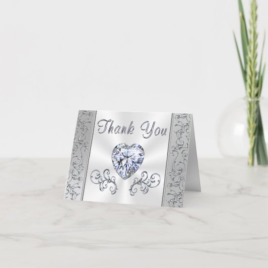 Elegant Diamond Heart Weddenschap Hartelijk dank Kaart (Voorkant)