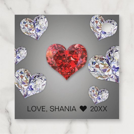 Elegant Diamond Hearts Bedankjes Labels (Achterkant)