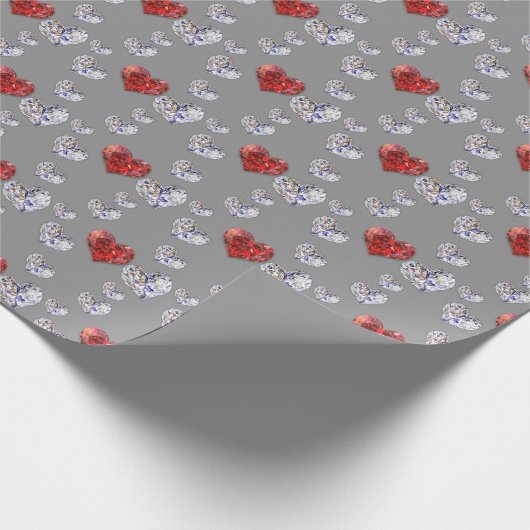 Elegant Diamond Hearts Cadeaupapier (Hoek)