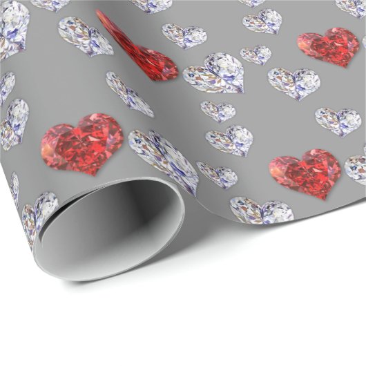 Elegant Diamond Hearts Cadeaupapier (Rol Hoek)