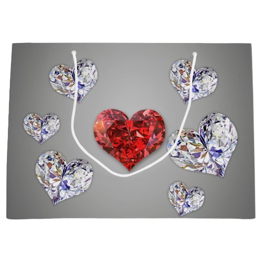 Elegant Diamond Hearts Groot Cadeauzakje (Voorkant)