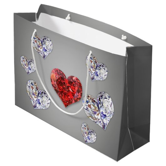 Elegant Diamond Hearts Groot Cadeauzakje (Achterkant Gekanteld)