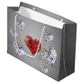 Elegant Diamond Hearts Groot Cadeauzakje (Voorkant Gekanteld)