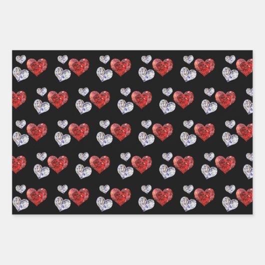 Elegant Diamond Hearts Inpakpapier Vel (Voorkant 3)