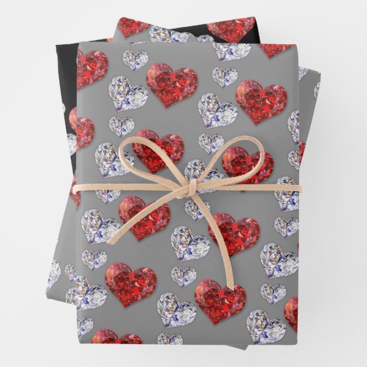 Elegant Diamond Hearts Inpakpapier Vel (In situ)
