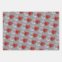 Elegant Diamond Hearts Inpakpapier Vel