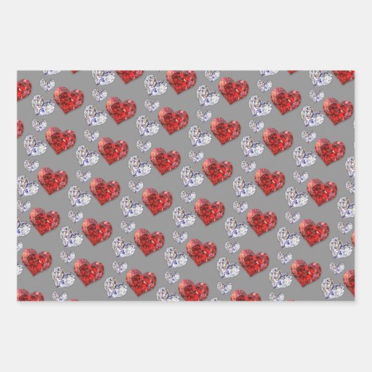 Elegant Diamond Hearts Inpakpapier Vel (Voorkant)