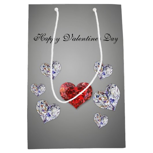 Elegant Diamond Hearts Medium Cadeauzakje (Voorkant)