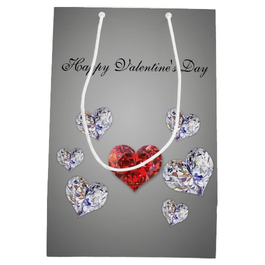 Elegant Diamond Hearts Medium Cadeauzakje (Achterkant)
